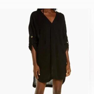 Seafolly Black Slub Cotton The Essential Swim Coverup Size small